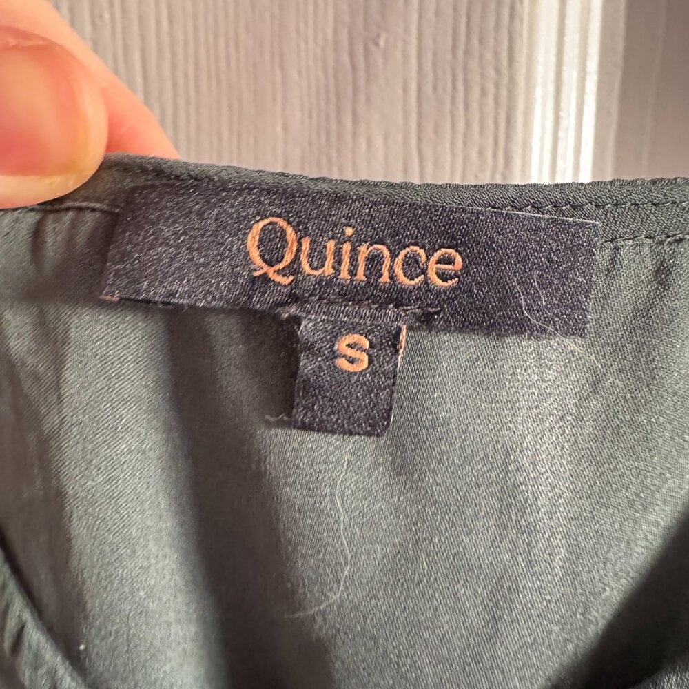 Quince Washable Stretch Silk V-Neck Cami, forest green, size small - Picture 5 of 7